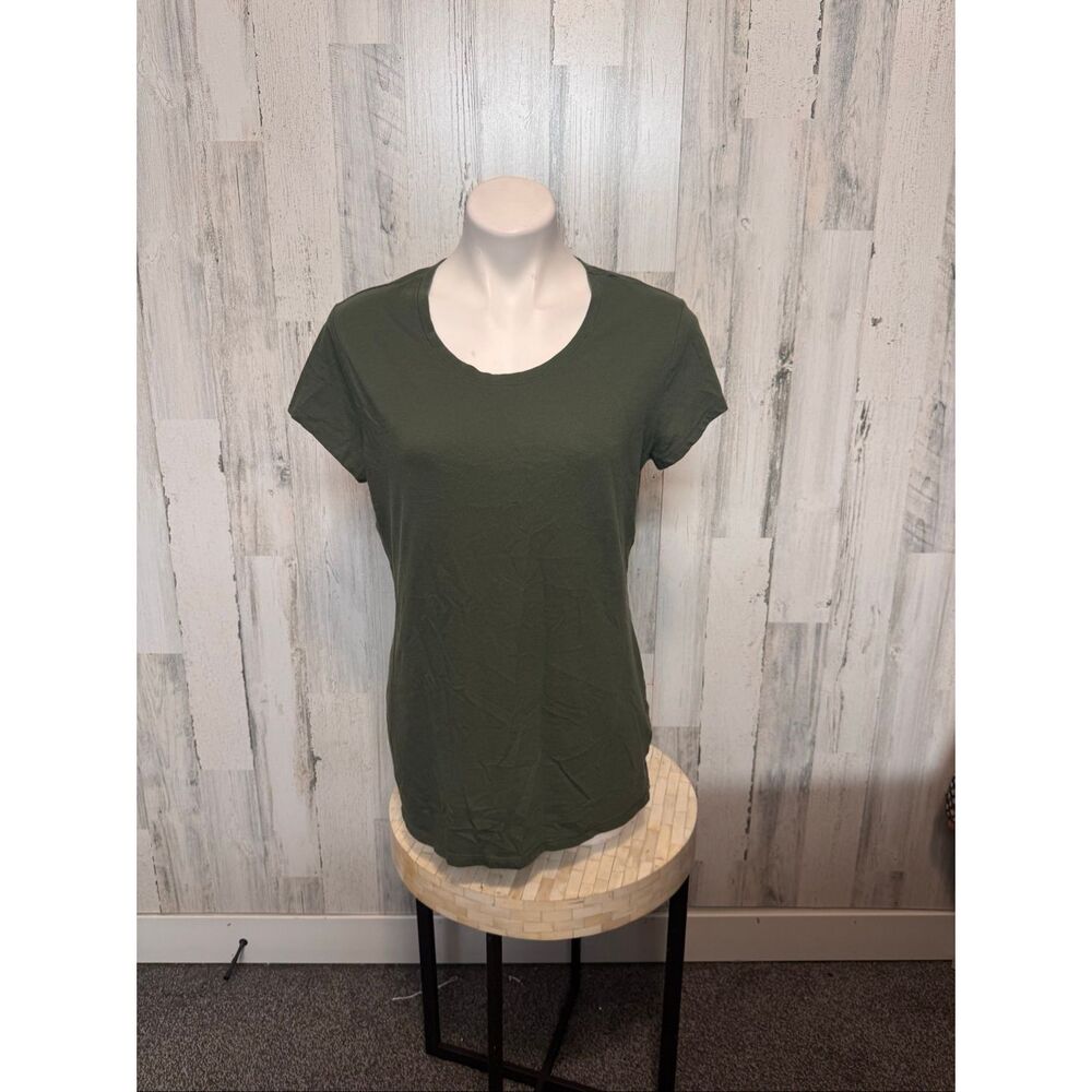 No Boundaries Solid Olive Green Crew Neck T-Shirt Womens Size XXL 19 Short Sleev